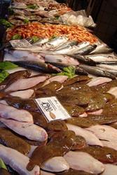 A traditional fish market stall.