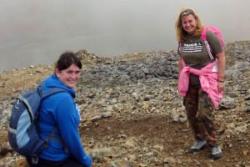 Emma (left) and Hazel on the summit of Snowdon.