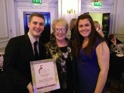 Left to right: Jonathan Cliffe (student midwife), Kath Jones MBE (Royal College of Midwives) and Samantha Davies (student midwife)