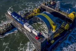 Deployment of OpenHydro’s open-centre tidal turbine.: (image courtesy of OpenHydro)