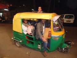 The team enjoying a tuctuc ride around Delhi