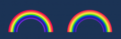 A picture from one of the activities, to create animated rainbows using only HTML and CSS.