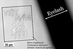  These characters placed next to an eyelash provide an example of the micro/nano printing technology.